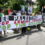 Protesters target Wimbledon sponsorship by the ‘bank of companies that supply weapons to Israel’