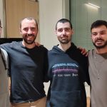 Freed hostages Guy Gilboa-Dalal, Evyatar David embrace Omer Wenkert in emotional reunion