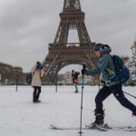 Heavy snow hits Europe: Paris turns white, skiing by Eiffel Tower, hundreds of flights canceled