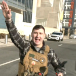 Pardoned Jan. 6 protester Jake Lang throws chocolate coins, Nazi salute during anti-AIPAC demonstration in DC
