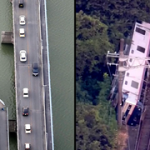 Dozens trapped after powerful Japan earthquake collapses mall, derails train